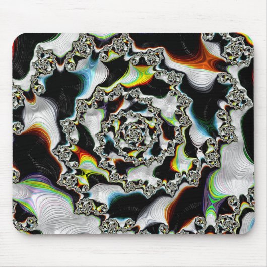 Modernes Multicolor Psychedelic Spiral Fraktal Mousepad (Vorne)