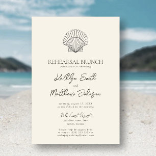 Modernes Muschel Beach Ocean Wedding Probe Brunch Einladung