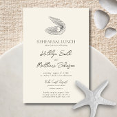 Modernes Muschel Beach Ocean Wedding Probe Lunch Einladung