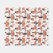 Modernes Mushroom-Muster Zeichne Orangen Schwarzen Fleecedecke (Vorderseite (Horizontal))