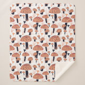 Modernes Mushroom-Muster Zeichne Orangen Schwarzen Sherpadecke (Vorderseite)