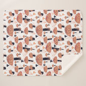 Modernes Mushroom-Muster Zeichne Orangen Schwarzen Sherpadecke (Vorderseite (Horizontal))