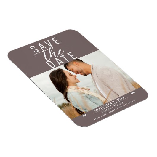 Modernes Mushroom Taupe Save the Date Hochzeitssti Magnet (Rechte Seite)