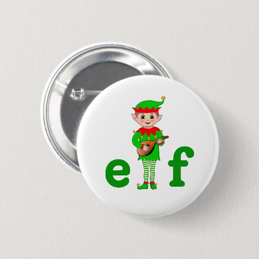 Modernes Musical Elf auf Weiß Button (Vorne & Hinten)