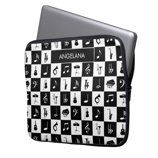 Modernes Musikdesign Laptopschutzhülle (Vorderseite Links)