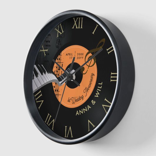 Modernes Musikpiano Vinyl 1. Hochzeitstag Uhr (Winkel)