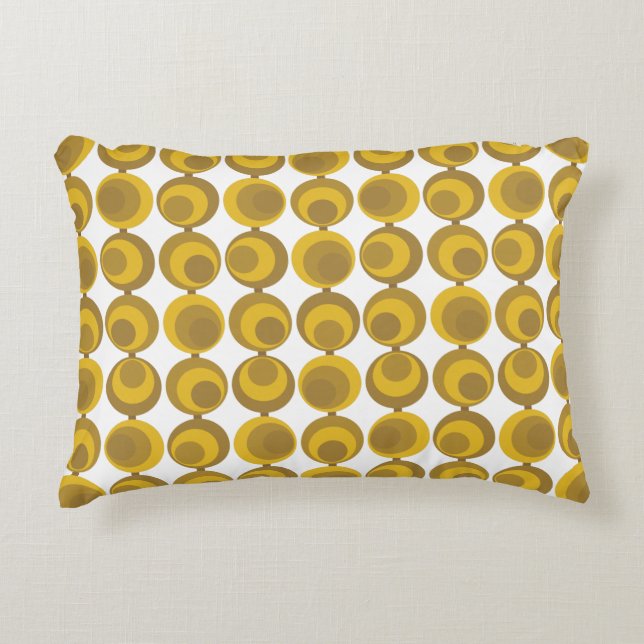 Modernes Mustard Gold Retro Geo Muster aus dem Mit Dekokissen (Vorderseite)