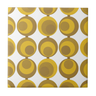 Modernes Mustard Gold Retro Geo Muster aus dem Mit Fliese
