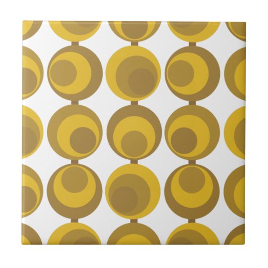 Modernes Mustard Gold Retro Geo Muster aus dem Mit Fliese (Vorderseite)