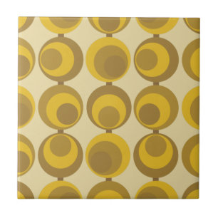 Modernes Mustard Gold Retro Geo Muster aus dem Mit Fliese
