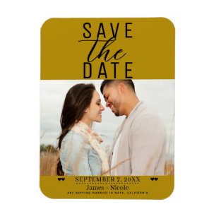 Modernes Mustard Gold Save the Date Hochzeitsschif Magnet