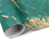 Modernes Muster aus Aquamarin- und Goldmarmor Geschenkpapier (Rolleneckpunkt)