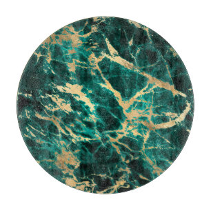 Modernes Muster aus Aquamarin- und Goldmarmor Schneidebrett
