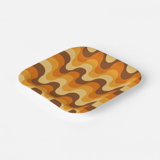 Modernes Muster aus den 1970er Jahren im Mittelalt Pappteller (Gewinkelt)