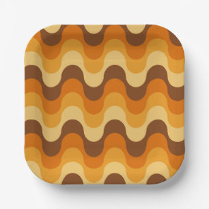 Modernes Muster aus den 1970er Jahren im Mittelalt Pappteller