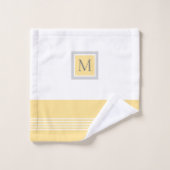 Modernes Muster aus gelben und grauen Streifen Badhandtuch Set (Waschlappen)