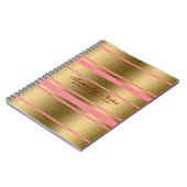 Modernes Muster aus goldfarbenen und rosa Streifen Notizblock (Linke Seite)