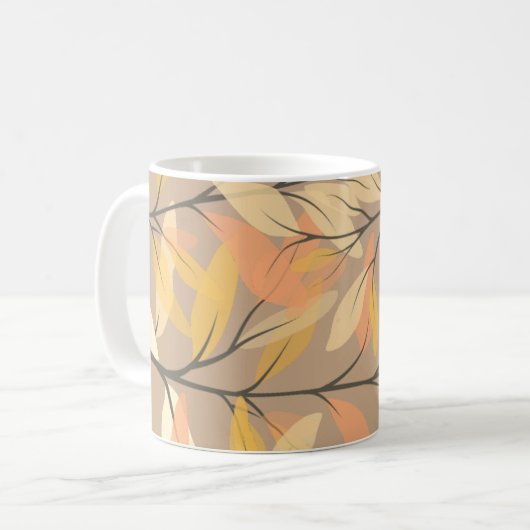 Modernes Muster aus Leaf und Branchen Kaffeetasse (Vorderseite Links)