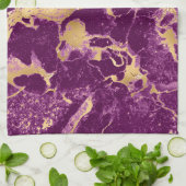 Modernes Muster aus Lila- und Goldmarmor Geschirrtuch (Gefaltet)