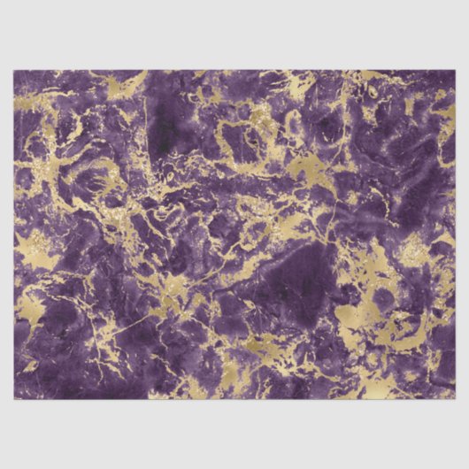 Modernes Muster aus Lila- und Goldmarmor Seidenpapier (Vorderseite)