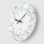 Modernes Muster aus pastelförmigen Botanischen Blä Große Wanduhr (Winkel)