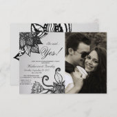 Modernes Muster aus schwarzem und weißem Blumenmus Einladung (Vorne/Hinten)