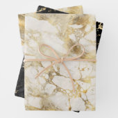 Modernes Muster aus schwarzem, weißem und goldenen Geschenkpapier Set (Beispiel)