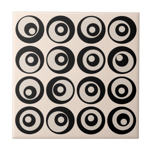 Modernes Muster aus schwarzen und cremefarbenen Kr Fliese (Vorderseite)