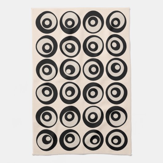 Modernes Muster aus schwarzen und cremefarbenen Kr Geschirrtuch (Vertikal)