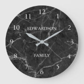 Modernes Muster aus schwarzgrauem Marmor - Familie Große Wanduhr (Vorderseite)