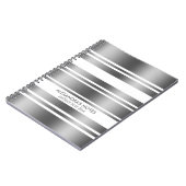 Modernes Muster aus silbergrauen und weißen Streif Notizblock (Linke Seite)