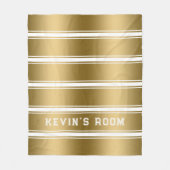 Modernes Muster aus weiß und goldfarbenen Streifen Fleecedecke (Vorderseite)