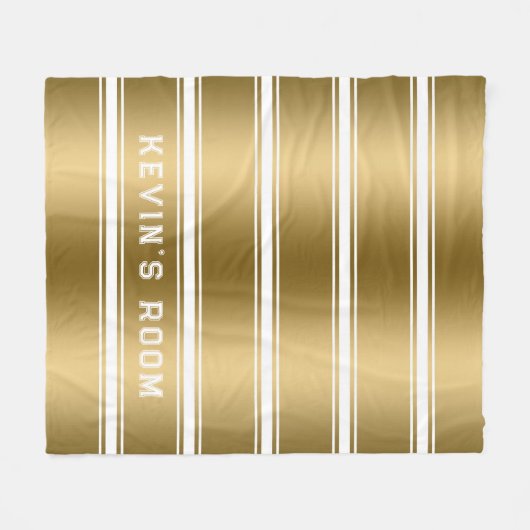 Modernes Muster aus weiß und goldfarbenen Streifen Fleecedecke (Vorderseite (Horizontal))
