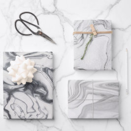 Modernes Muster aus weißem Marmor Geschenkpapier Set