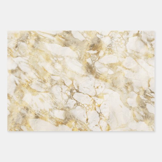 Modernes Muster aus weißem und goldenem Marmor Geschenkpapier Set (Vorderseite 3)