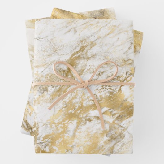 Modernes Muster aus weißem und goldenem Marmor Geschenkpapier Set (Beispiel)
