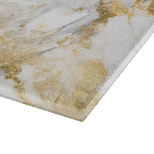 Modernes Muster aus weißem und goldenem Marmor Schneidebrett (Ecke)