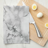 Modernes Muster aus weißem und silberfarbenem Marm Geschirrtuch (Viertel Falte)