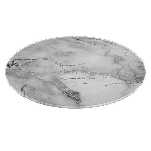 Modernes Muster aus weißem und silberfarbenem Marm Schneidebrett (Ecke)