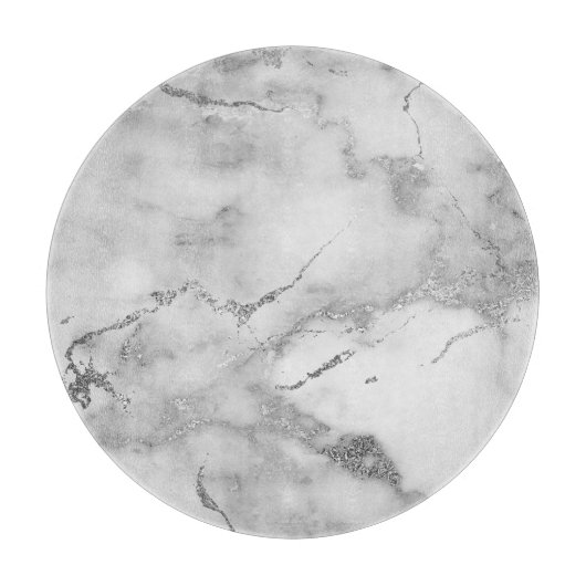 Modernes Muster aus weißem und silberfarbenem Marm Schneidebrett (Vorderseite)