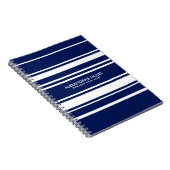 Modernes Muster aus weißen und Royal Blue Streifen Notizblock (Rechte Seite)