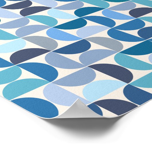 Modernes Muster Blau Mitte des Jahrhunderts Poster (Ecke)