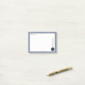 Modernes Muster blau-weiß geometrisch Post-it Klebezettel (Auf Schreibtisch)