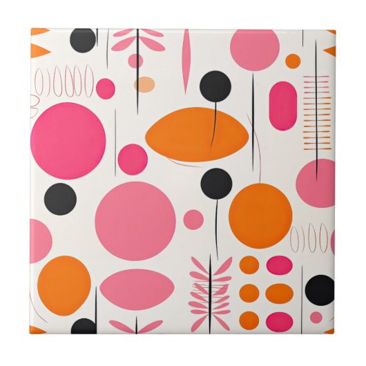 Modernes Muster - Bohemisches ReTRO im Mittelalter Fliese (Vorderseite)