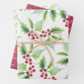 Modernes Muster Botanische Weihnachtswasserfarbe Geschenkpapier Set (Beispiel)