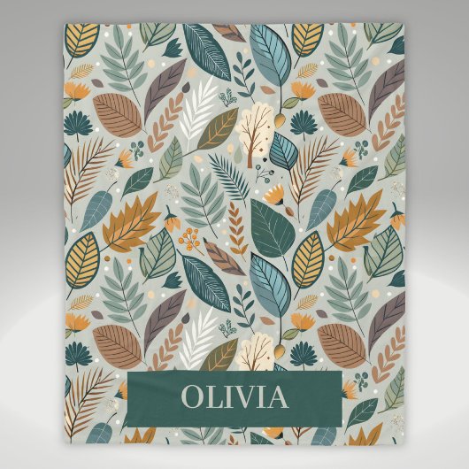 Modernes Muster botanischer Blätter Fleecedecke