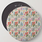 Modernes Muster der Aquarellfarben-Blume Button (Vorne & Hinten)