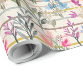 Modernes Muster der Aquarellfarben-Blume Geschenkpapier (Rolleneckpunkt)