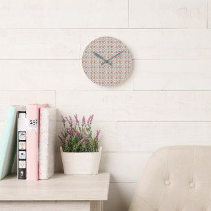 Modernes Muster der Aquarellfarben-Blume Runde Wanduhr