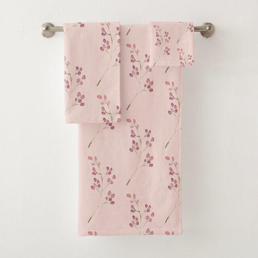 Modernes Muster der Aquarellroten Blume Badhandtuch Set (Insitu)